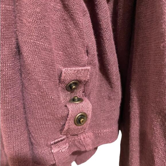 Free People Maroon Long Sleeve Button Down Sz M - Picture 5 of 12